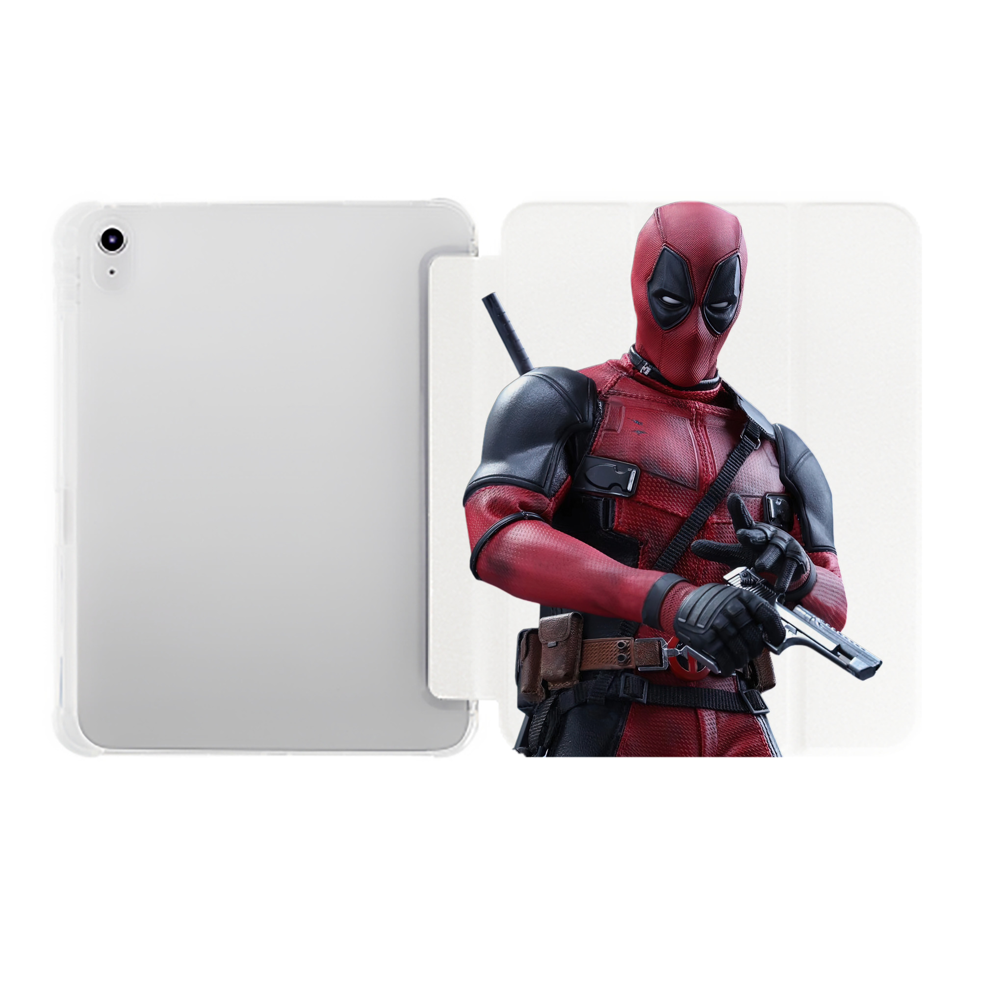 （画像用） Deadpool デッドプール IPad ケース ペン収納付き 三つ折りスタンド PUレザー×シリコン 対応機種9.5/10.5/10.9インチ